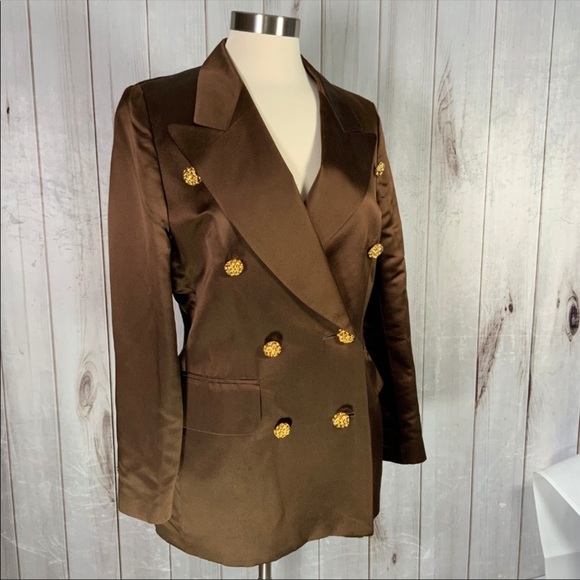 Gorgeous 🤎 Bronze Brown Silky Escada Blazer 36 - Picture 1 of 9